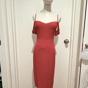 Reformation Coral Off-Shoulder Dress